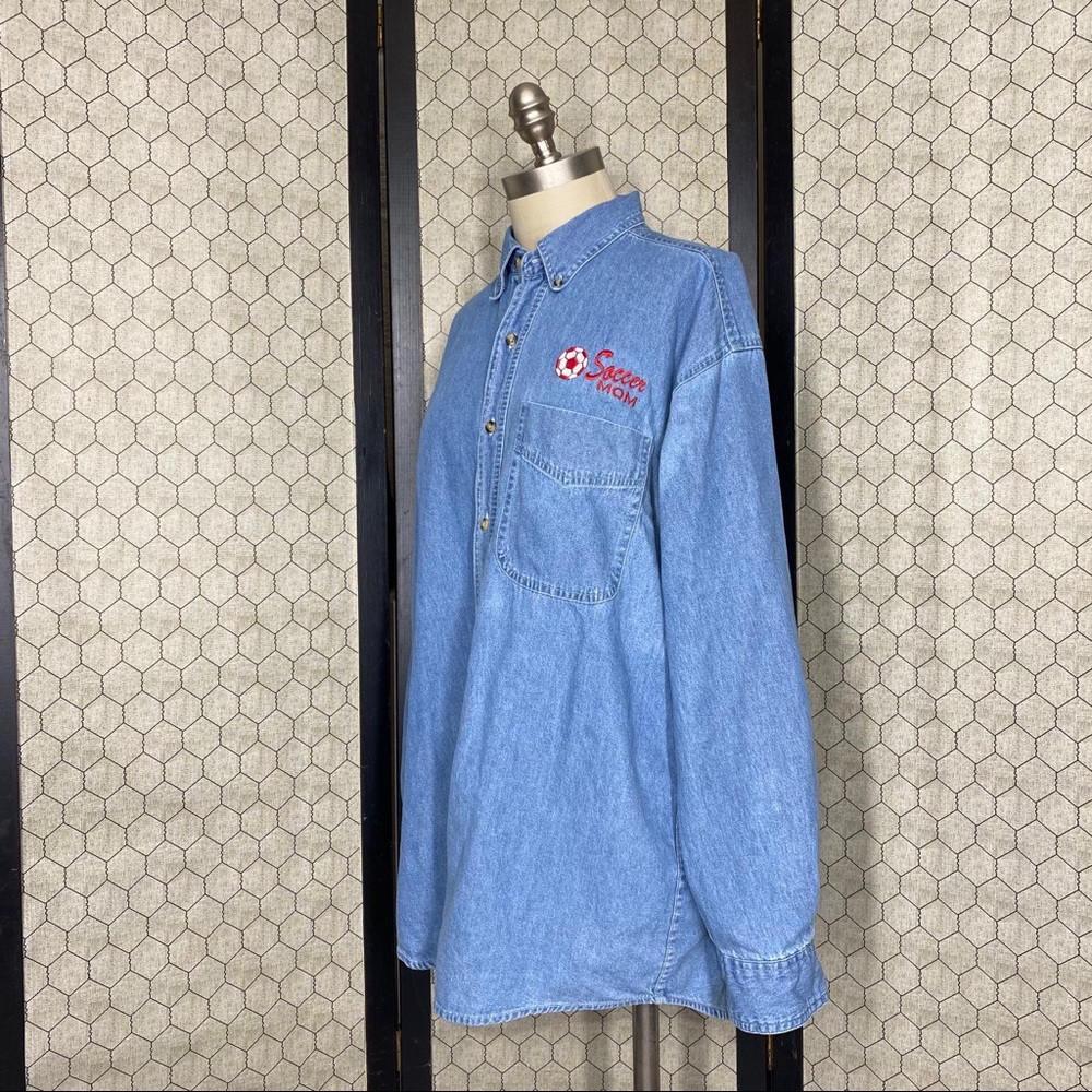 Soccer Mom Denim Button Down Shirt